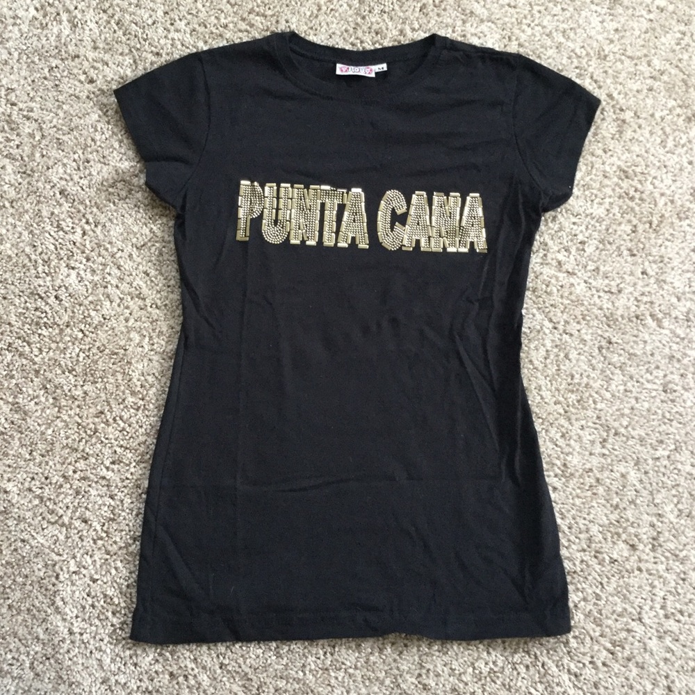 Black & Gold Bedazzled Short Sleeve Tee